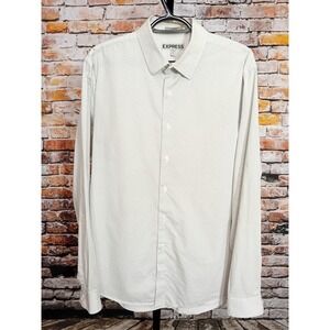 Express Mens 1MX fitted Dress Shirt Geometric Pattern Large